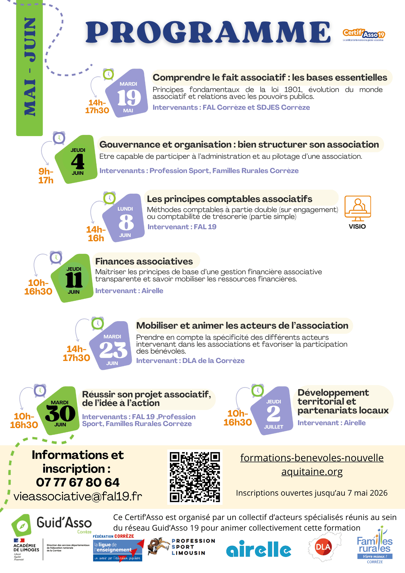 Programme de la 1ère édition du Certif'Asso 2026 en Corrèze